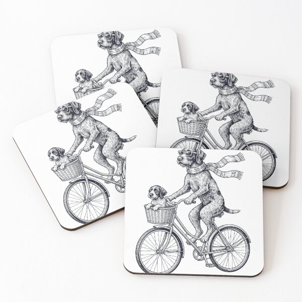Item preview, Vintage German Wirehaired Pointer Riding Bike Bicycle Cycling Dog Lover designed and sold by DoodleTortle.