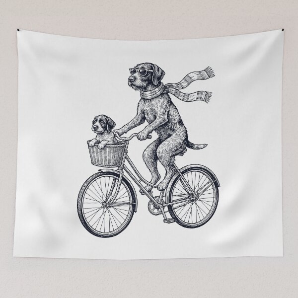 Item preview, Vintage German Wirehaired Pointer Riding Bike Bicycle Cycling Dog Lover designed and sold by DoodleTortle.