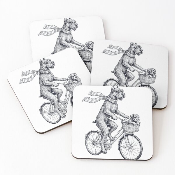 Artikelvorschau, Vintage Riesenschnauzer fährt Fahrrad, Fahrrad, Radfahren, Hundeliebhaber entworfen und verkauft von DoodleTortle.