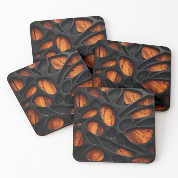 Item preview, Black and Burnt Orange Wood Abstract Pattern designed and sold by Kaleidoscope Print.