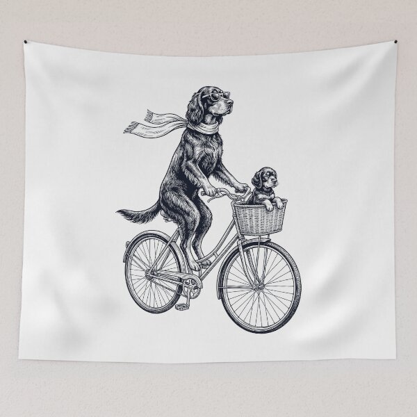 Item preview, Vintage Gordon Setter Riding Bike Bicycle Cycling Dog Lover designed and sold by DoodleTortle.