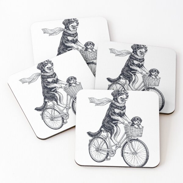 Item preview, Vintage Hovawart Riding Bike Bicycle Cycling Dog Lover designed and sold by DoodleTortle.