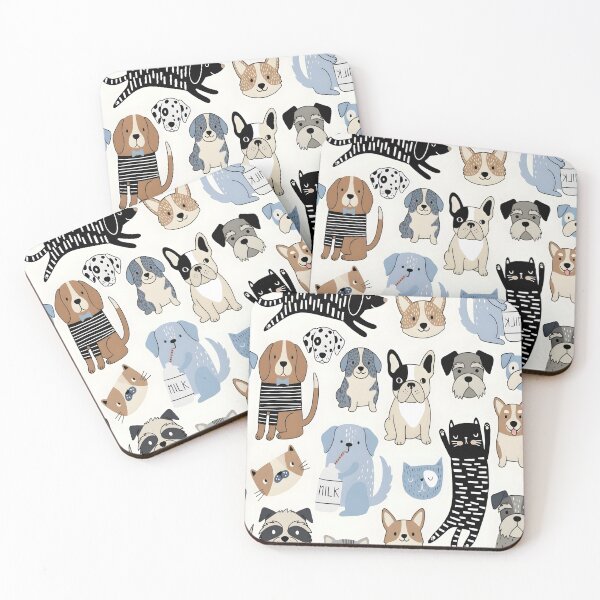 Item preview, Playful Hand-Drawn Scandi Dogs and Cats Pattern designed and sold by PholPol1959.