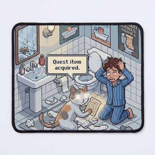 Item preview, Toilet Paper Scroll Cat – Funny Pixel RPG Chaos designed and sold by PawMic.