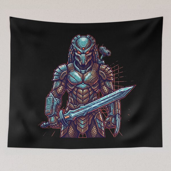 Item preview, Alien Hunter Warrior – Cyberpunk Sci-Fi Predator Design designed and sold by onlin3boutiqu3.