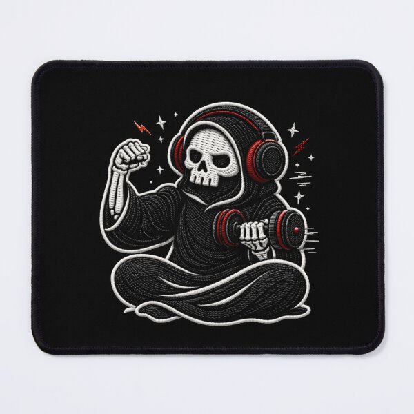 Item preview, Grim Reaper Workout Motivation Gym Fitness Gothic Embroidery Design designed and sold by ColorSplash123.