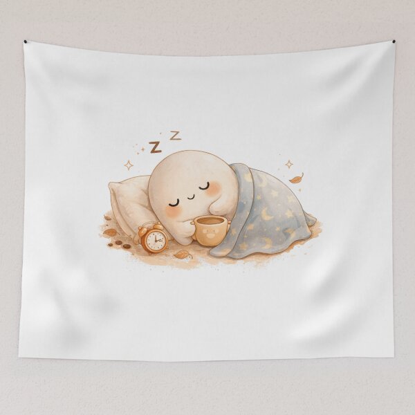 Item preview, Sleepy Ghost with Coffee | Cozy Cute Aesthetic | Kawaii Spooky Relaxing Design designed and sold by The Mood Index.