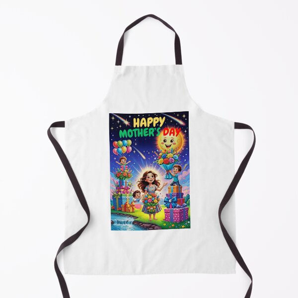 Item preview, Happy Mother's Day - Joyful Mom with Kids, Flowers & Gifts Cartoon Poster designed and sold by David Brookes Digital.