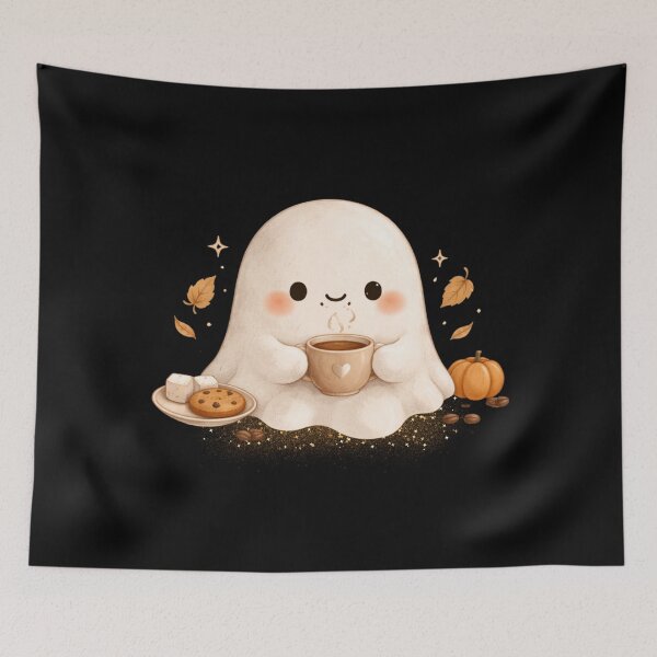 Item preview, Cozy Coffee Ghost | Cute Kawaii Aesthetic | Spooky Cute Cottagecore Design for Coffee Lovers designed and sold by The Mood Index.