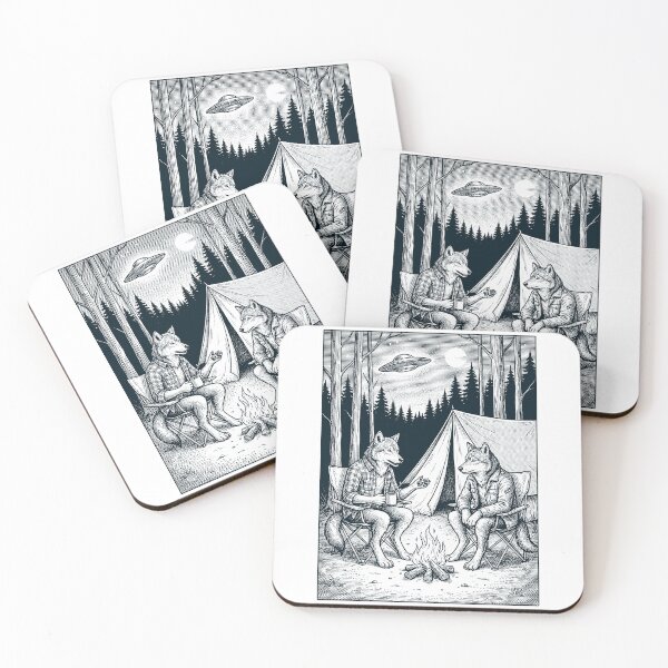 Item preview, Vintage Wolf Camping UFO Animal Lover designed and sold by TerryConnells.