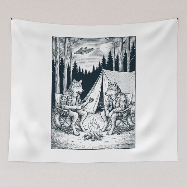 Item preview, Vintage Wolf Camping UFO Animal Lover designed and sold by TerryConnells.