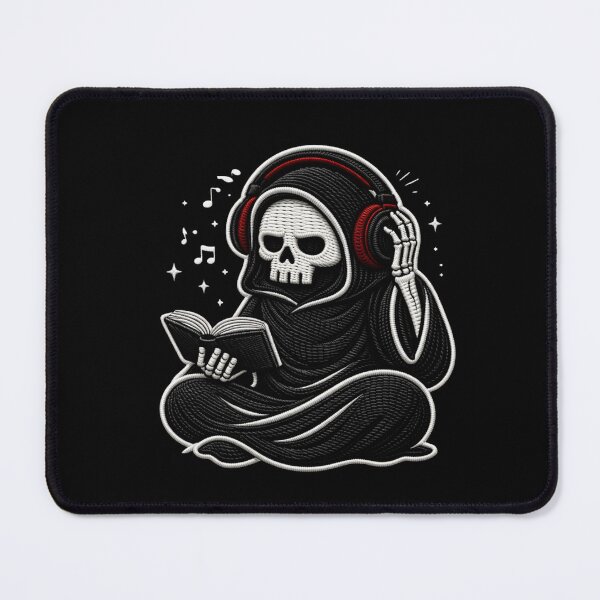 Item preview, Grim Reaper Late Night Study Focus Gothic Aesthetic Embroidery Design designed and sold by ColorSplash123.