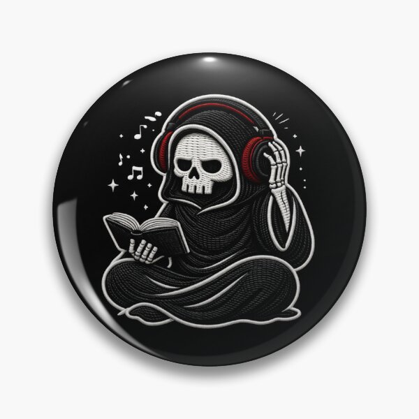 Item preview, Grim Reaper Late Night Study Focus Gothic Aesthetic Embroidery Design designed and sold by ColorSplash123.