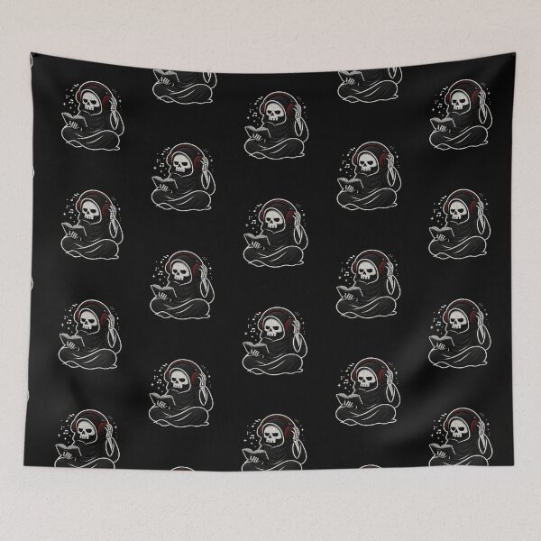 Item preview, Grim Reaper Late Night Study Focus Gothic Aesthetic Embroidery Design designed and sold by ColorSplash123.