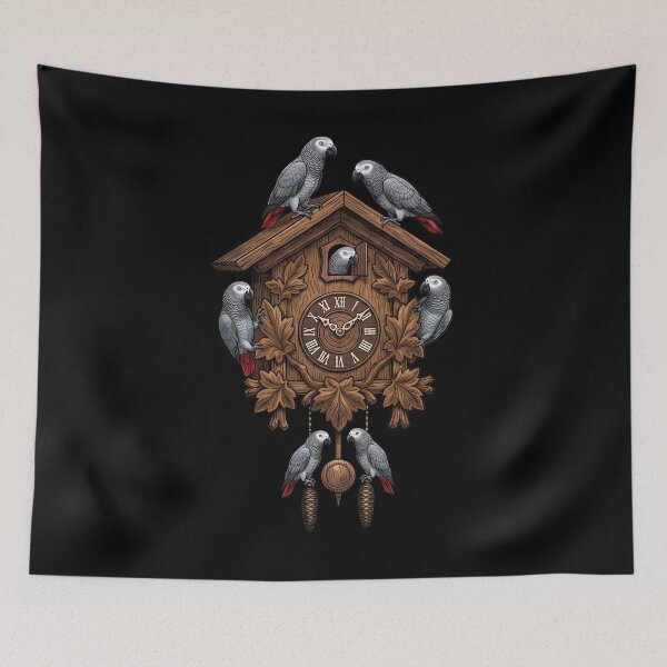 Item preview, Funny African Grey Parrot Clock Mom Dad Lover designed and sold by TerryConnells.