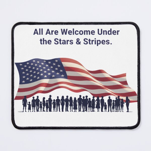 Item preview, All Are Welcome Under the Stars and Stripes — American Flag Unity Diversity Patriotic Art designed and sold by nancysdaughter.