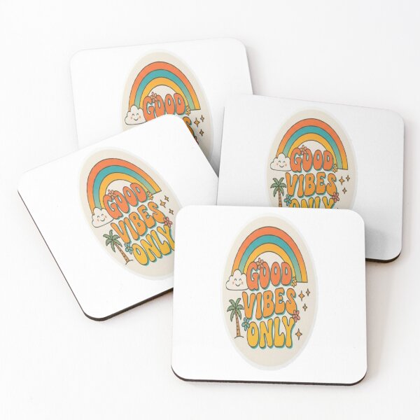Item preview, Retro Rainbow & Palm Tree "Good Vibes Only" Circle Sticker designed and sold by Velora Design .
