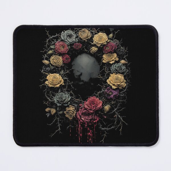 Item preview, Gothic Rose Wreath Dripping Blood Dark Floral (BLACK) designed and sold by MorbidDreams.