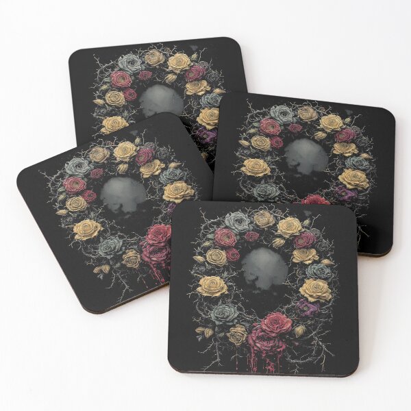 Item preview, Gothic Rose Wreath Dripping Blood Dark Floral (BLACK) designed and sold by MorbidDreams.