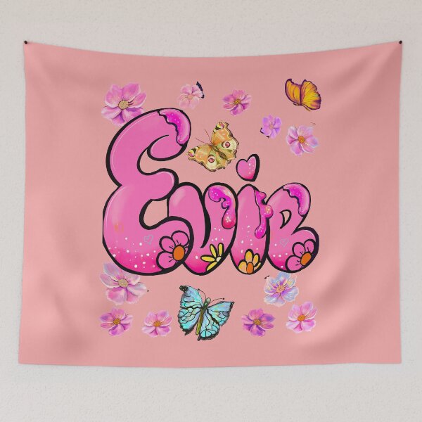 Item preview, Evie name with flowers - purple floral butterfly aesthetic  designed and sold by Artonmytee.