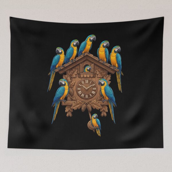 Item preview, Funny Blue and Gold Macaw Parrot Clock Mom Dad Lover designed and sold by TerryConnells.