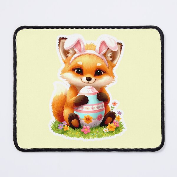 Item preview, Easter Fox with Bunny Ears Holding Egg – Spring Animal Illustration designed and sold by Aileen404.