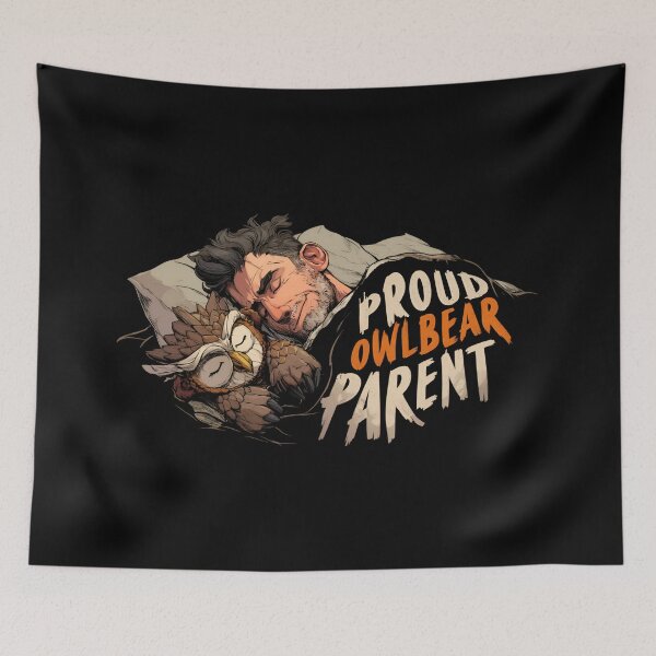 Item preview, Proud Owlbear Parent Sleeping Fantasy Monster Art designed and sold by Fenay Designs.