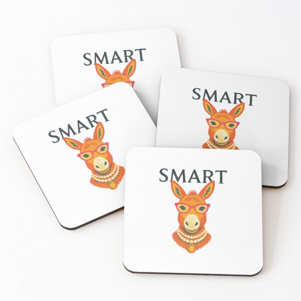Item preview, Smart Donkey Illustration — Quirky Retro Orange Burro with Glasses and Pearls designed and sold by Colorful-Garden.