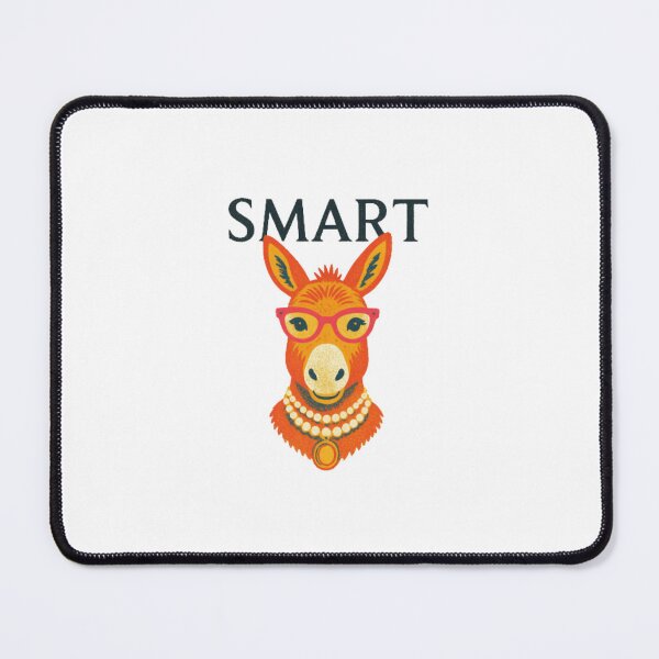 Item preview, Smart Donkey Illustration — Quirky Retro Orange Burro with Glasses and Pearls designed and sold by Colorful-Garden.