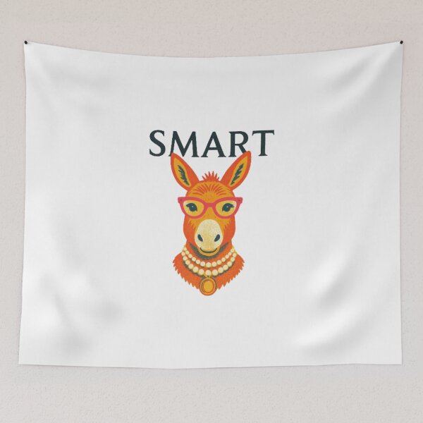 Item preview, Smart Donkey Illustration — Quirky Retro Orange Burro with Glasses and Pearls designed and sold by Colorful-Garden.