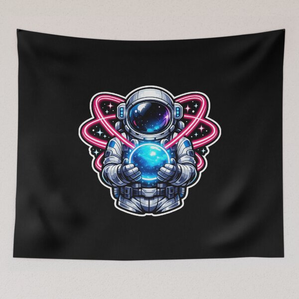 Item preview, Neon Astronaut Holding Galaxy Planet designed and sold by Hellohychandan.