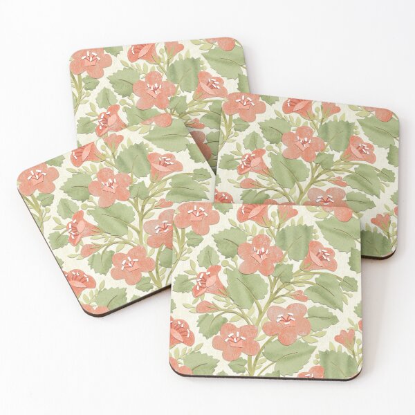 Item preview, Paper Collage Floral Lattice in Soft Sage Green and Peach on Cream  designed and sold by micklyn.