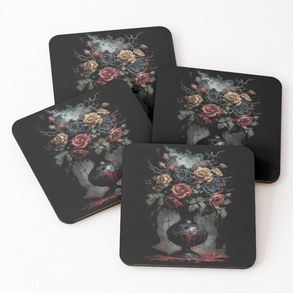 Item preview, Gothic Vase Red Roses Blood and Smoke (BLACK) designed and sold by MorbidDreams.