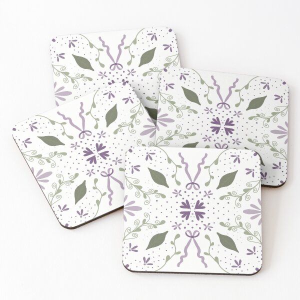 Item preview, Whimsical Coquette Floral Bows Folk Art Pattern designed and sold by Seamlessly Buffalo.