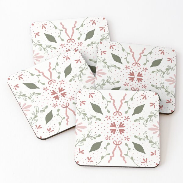 Item preview, Whimsical Coquette Floral Bows Folk Art Pattern designed and sold by Seamlessly Buffalo.