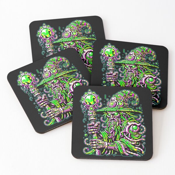 Item preview, Cyber Wizard – Neon Tech Mage Illustration designed and sold by onlin3boutiqu3.