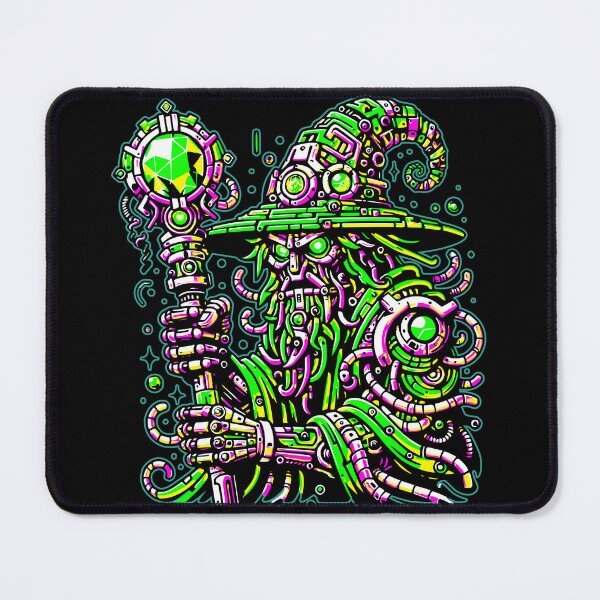 Item preview, Cyber Wizard – Neon Tech Mage Illustration designed and sold by onlin3boutiqu3.