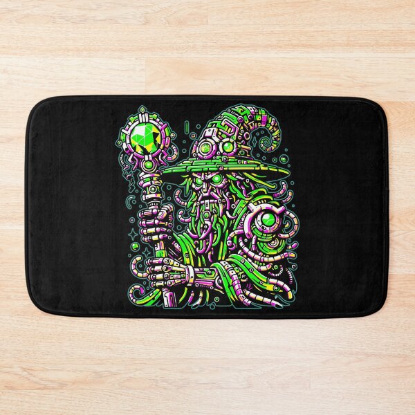 Item preview, Cyber Wizard – Neon Tech Mage Illustration designed and sold by onlin3boutiqu3.