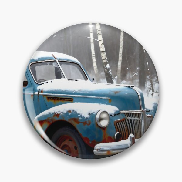 Item preview, Old Vintage Blue Rusted Car in Winter Forest with Snow designed and sold by Gabi.Media.