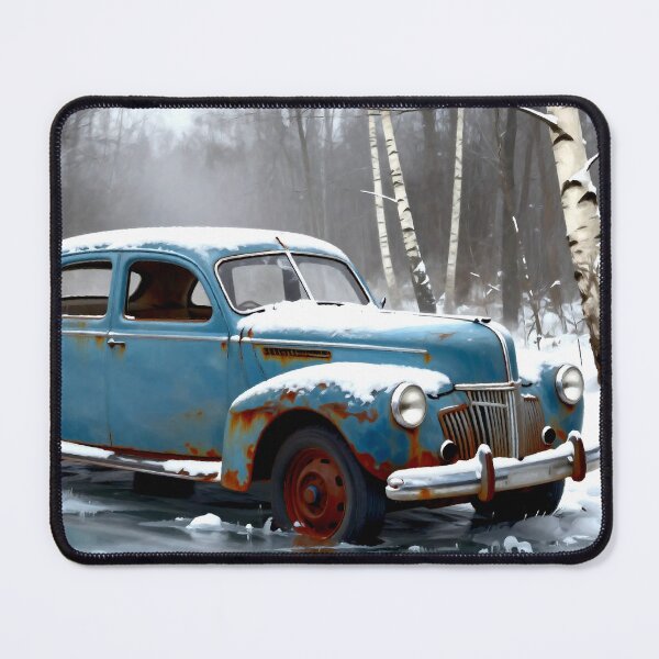 Item preview, Old Vintage Blue Rusted Car in Winter Forest with Snow designed and sold by Gabi.Media.