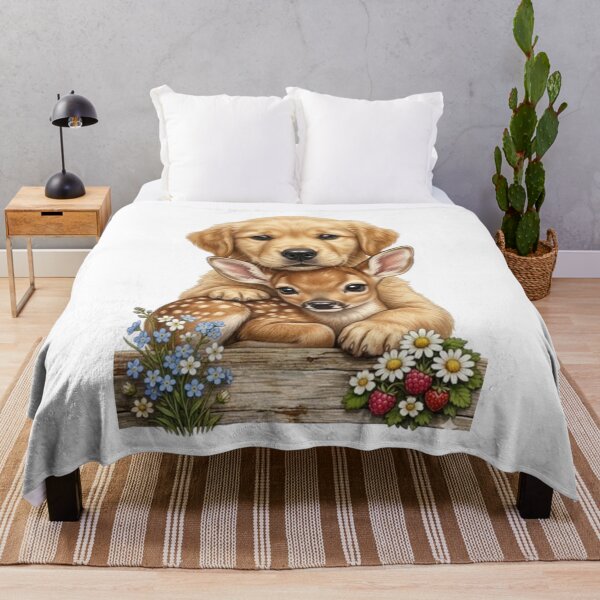 Item preview, Unexpected Friendship: Golden Retriever Puppy and Fawn designed and sold by CHRIST5000.