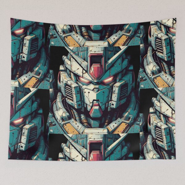 Item preview, Retro Battle Damaged Mecha Robot Portrait designed and sold by MouradStudio.