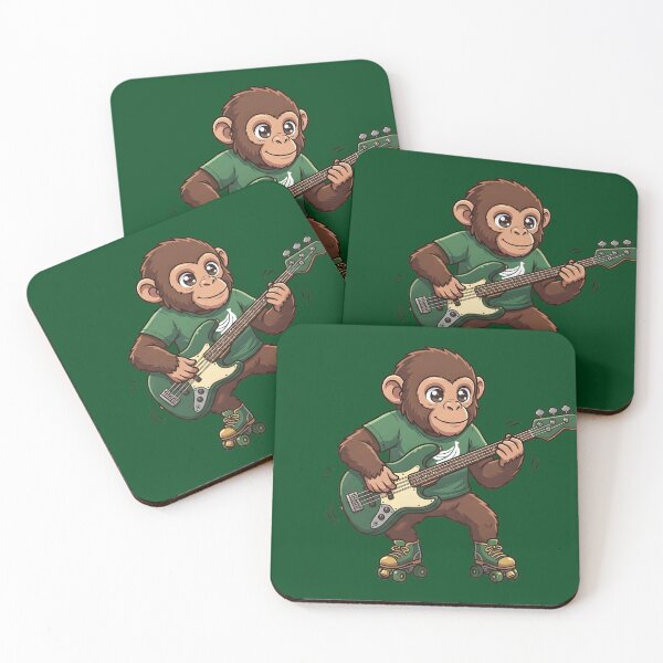 Item preview, Groovy Funk Chimpanzee Bassist - Anime Skate Rock Mascot T-Shirt designed and sold by WalterAdd.