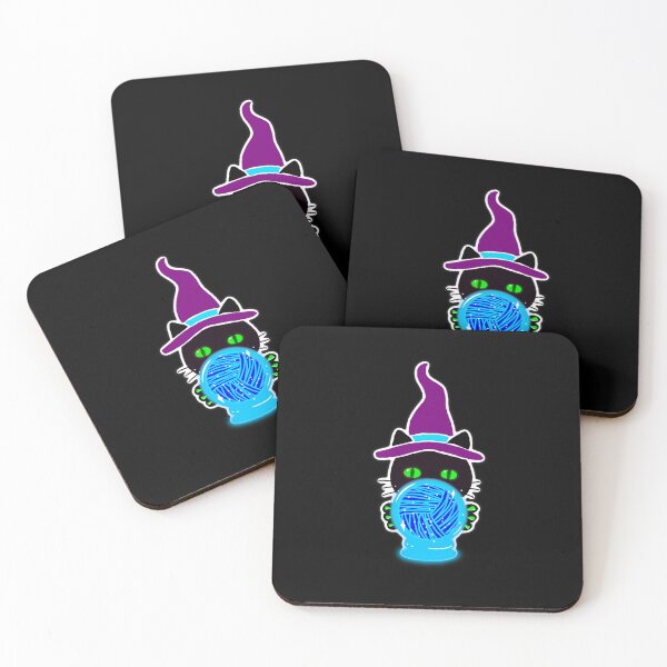 Item preview, Neon Witch Cat with Yarn Ball – Knitting Magic Design sticker version designed and sold by ArtyWares.
