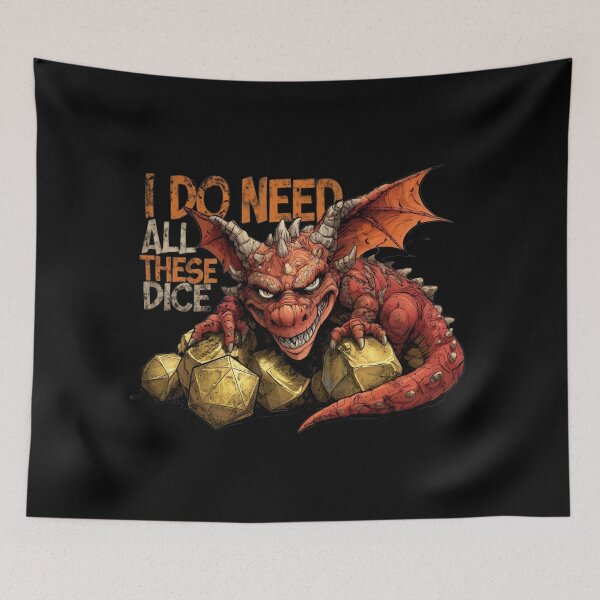 Item preview, I Do Need All These Dice Gold Hoard Dragon Graphic designed and sold by Fenay Designs.