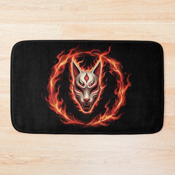 Item preview, Flaming Kitsune Mask – Japanese Fox Spirit Fire Circle Digital Art  designed and sold by LavinyArt.