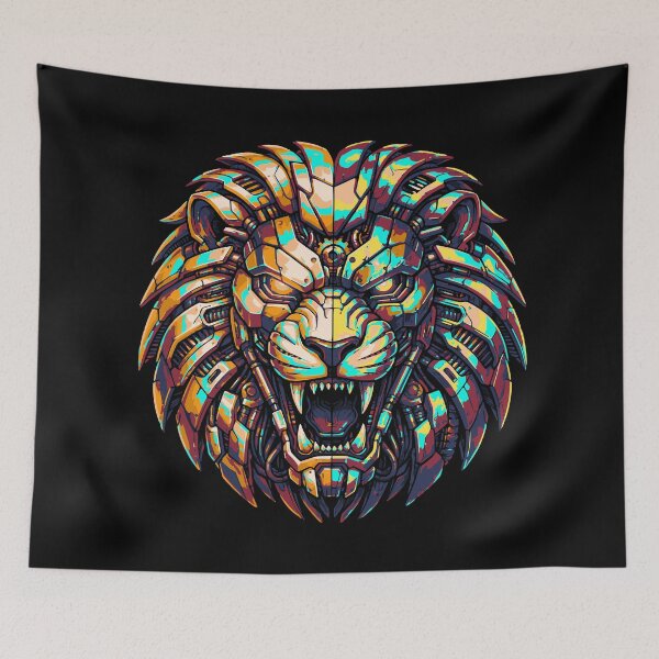 Item preview, Cyber Lion Head – Futuristic Mecha Beast Illustration designed and sold by onlin3boutiqu3.