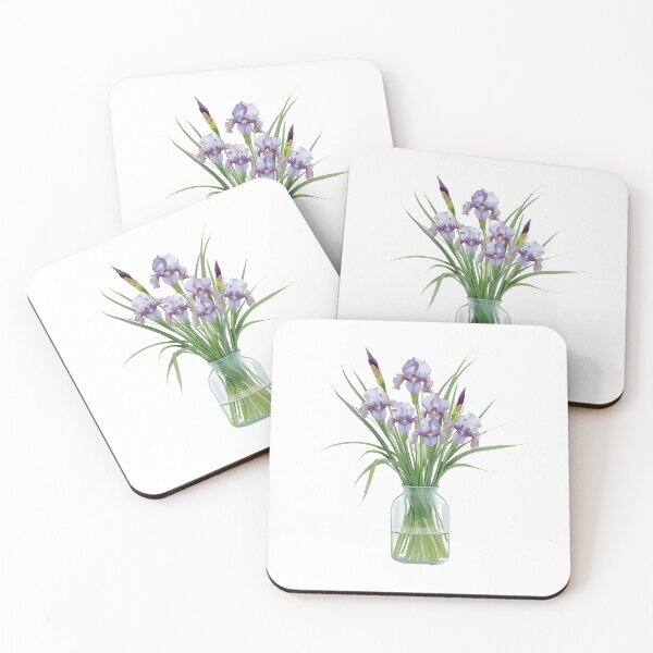 Item preview, Blue irises bouquet watercolor designed and sold by uunaa.