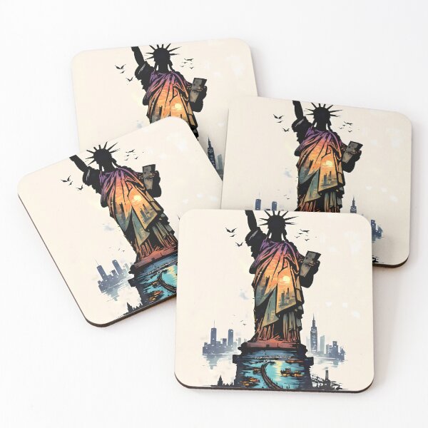 Item preview, Statue of Liberty Inner Skyline – Colorful Negative Space Art designed and sold by JacksoonLester.