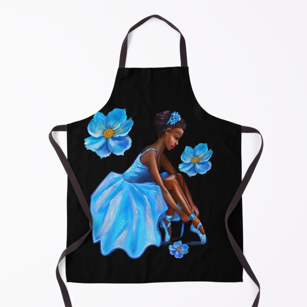 Item preview, Dance - Brown Ballet Dancer and teacher gifts. African American Ballerina with blue flowers designed and sold by Artonmytee.